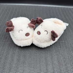 Sakar Kids Reindeer Plush Sherpa Slippers Cream Brown Size S/M 5910725